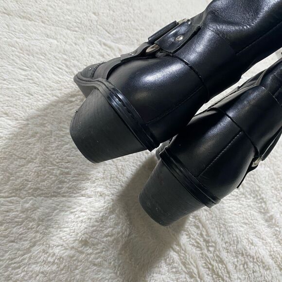 Vintage Y2K Harley Davidson Black Leather Studded Pointed Ankle Boots - Picture 4 of 8